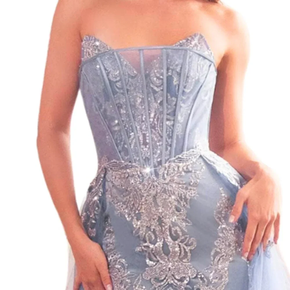 Ladivine J858 Prom Dress Smoky Blue Size 12_4